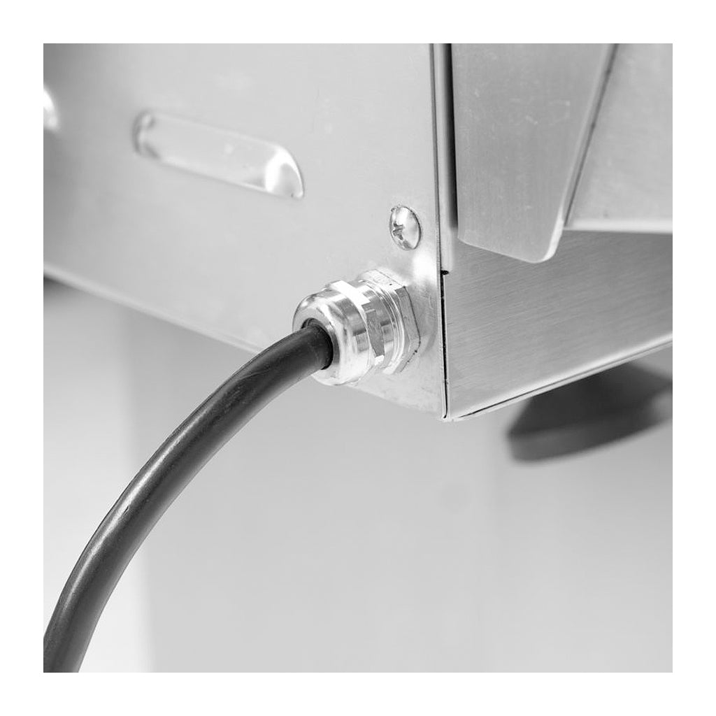 Electrial connection on the Blaze portable, 21-inch, two burner electric grill. Model is BLZ-ELEC-21.