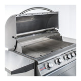 Angled front view with hood open on a Blaze LTE2 32-inch, 4 burner gas grill. Model BLZ-4LTE2.
