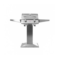 Front view of the pedestal base for the Blaze 21 Electric Grill. Grill shown but  not include. Model is BLZ-21ELEC-BASE.