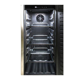Front view of Blaze narrow 15" outdoor refrigerator door open and shelves empty. Model is BLZ-SSRF-15.