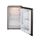Front view of the Blaze 20" compact refrigerator with door open and empty.. Model is BLZ-SSRF126.