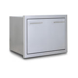 Angled front view, Blaze 30" insulated ice drawer. Model is BLZ-ICE-DRW-H.