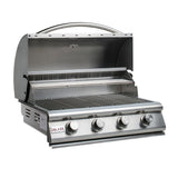 Front view with hood ope , Blaze 4 burner 32-inch Prelude LBM gas grill. Model is BLZ-4LBM, LP or NG.
