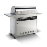 Back view, Blaze freestanding LTE2, 5 burner, 40-inch gas grill in cart. Models are BLZ-5LTE2 and BLZ-5-CART-SC.