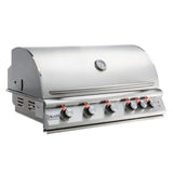 Front view, Blaze LTE2, 5 burner, 40-inch gas grill. Model is BLZ-5LTE2.