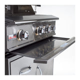 Side View of the slide out drip tray in a Blaze 3 burner, 34-inch PRO LUX gas grill. Model is BLZ-3PRO.