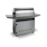 Back side view, freestanding Blaze Pro Lux, 34-inch, 3 burner gas grill in cart. Models are BLZ-3PRO and BLZ-3PRO-CART-LTSC.