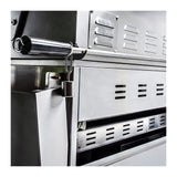 Back view of the rotisserie storage on a Blaze 3 burner, 34-inch PRO LUX gas grill. Model is BLZ-3PRO.