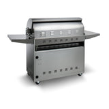 Back side view, freestanding Blaze Pro Lux, 4 burner, 44-inch gas grill in cart. Model is BLZ-4PRO and BLZ-4PRO-CART-LTSC.