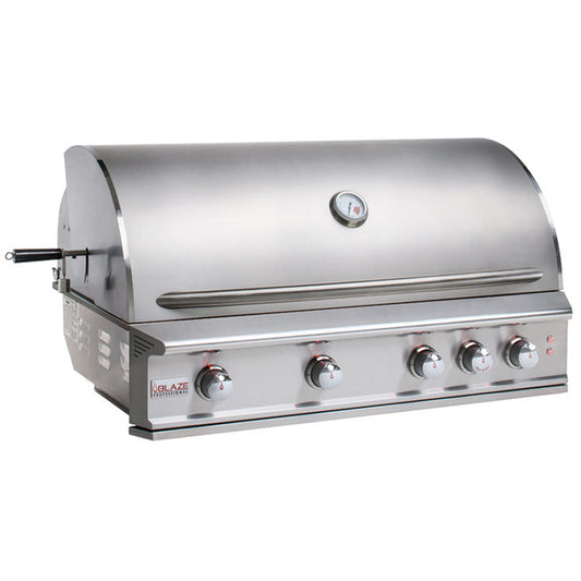 Front view, Blaze Pro Lux, 4 burner, 44-inch gas grill. Model is BLZ-4PRO.