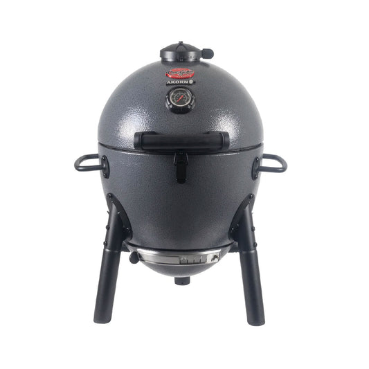 Front view, Char-Griller Akorn Jr. kamado style grill and smoker. 