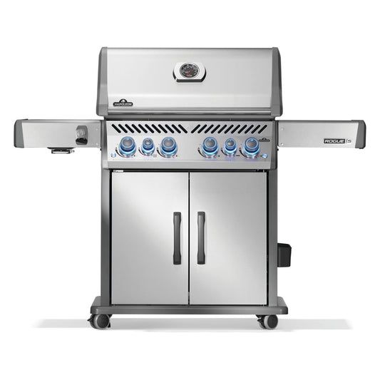 Napoleon Rogue PRO-S 525 gas grill with stainless steel exterior, front view